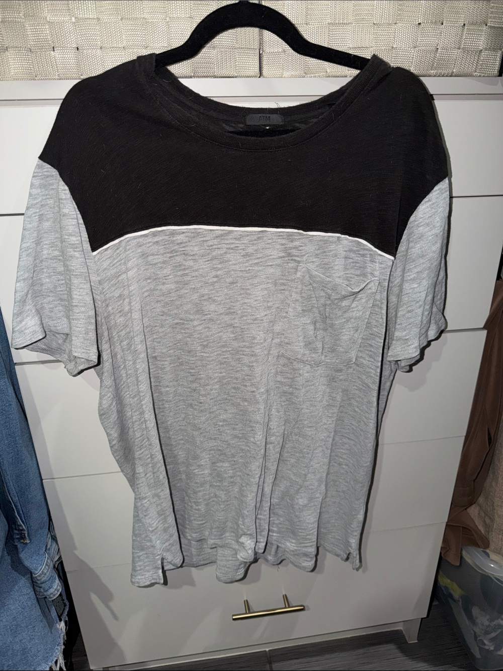 Casual Two-Tone Black and Light Gray Tee
